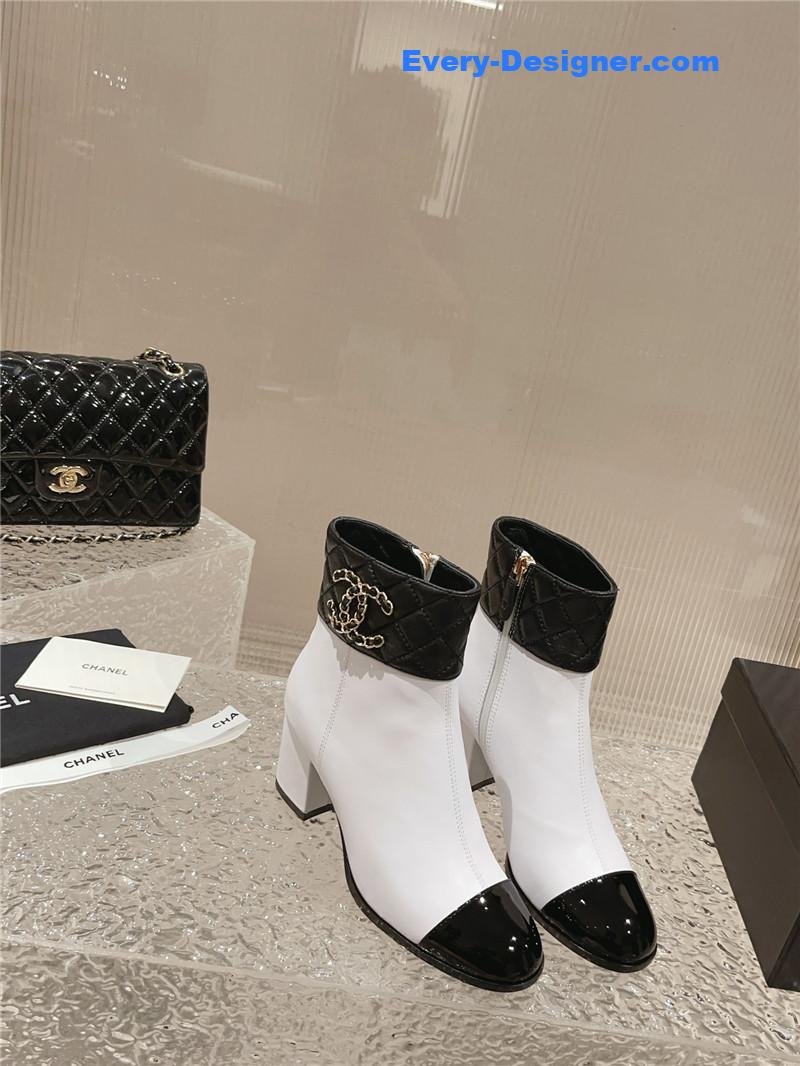 CC retro small round toe stitching design boots