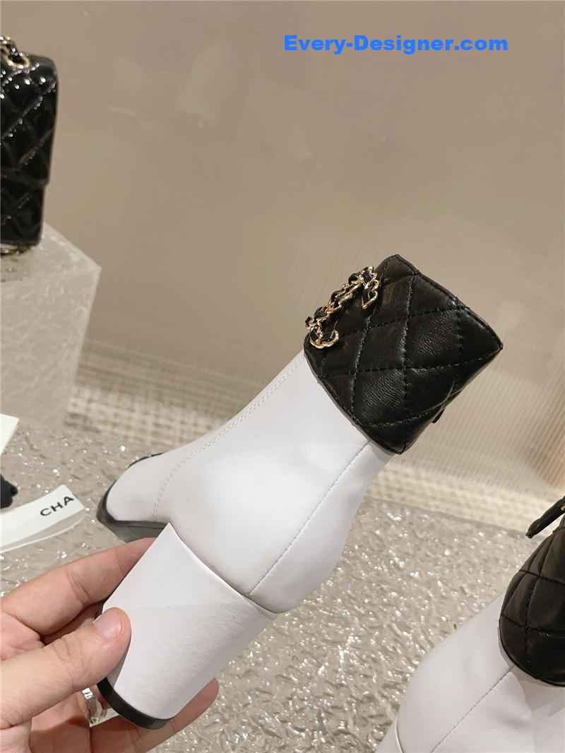 CC retro small round toe stitching design boots