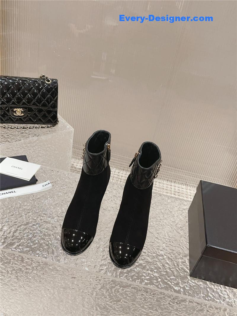 CC retro small round toe stitching design boots