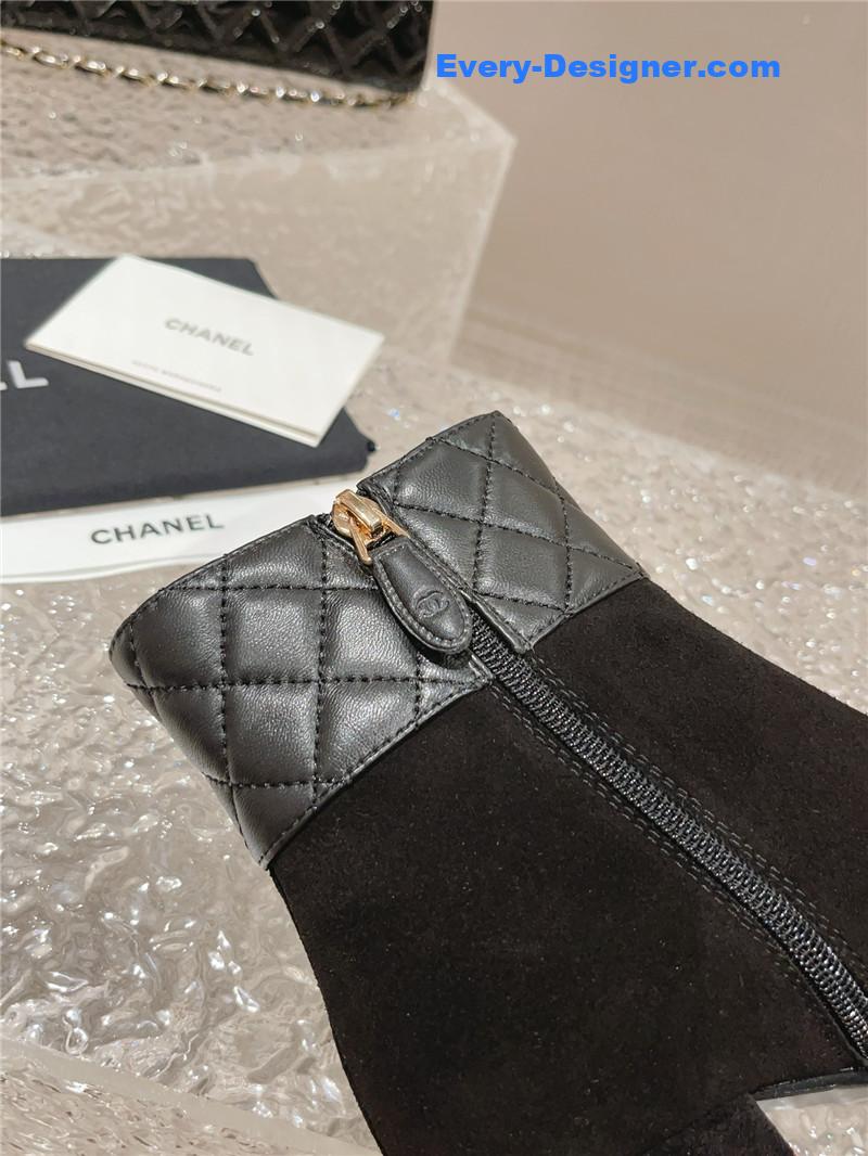 CC retro small round toe stitching design boots