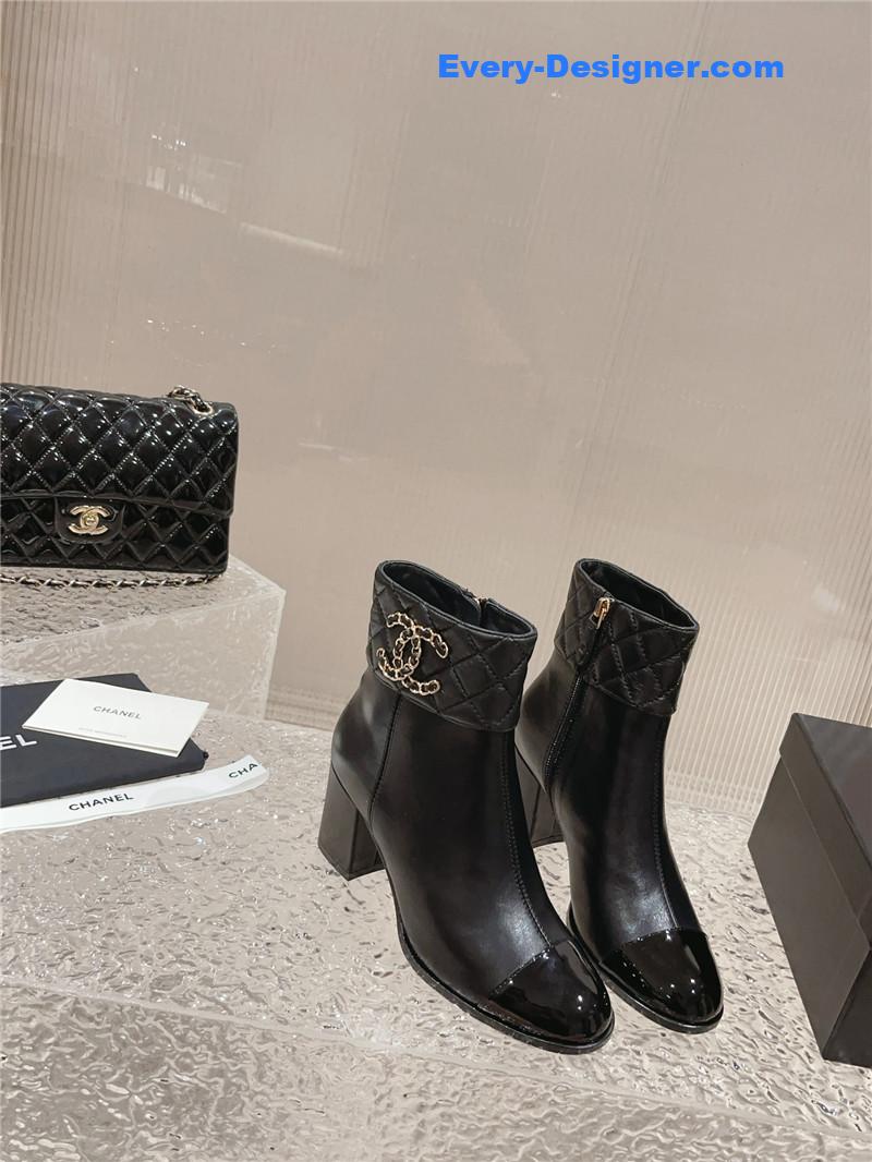 CC retro small round toe stitching design boots