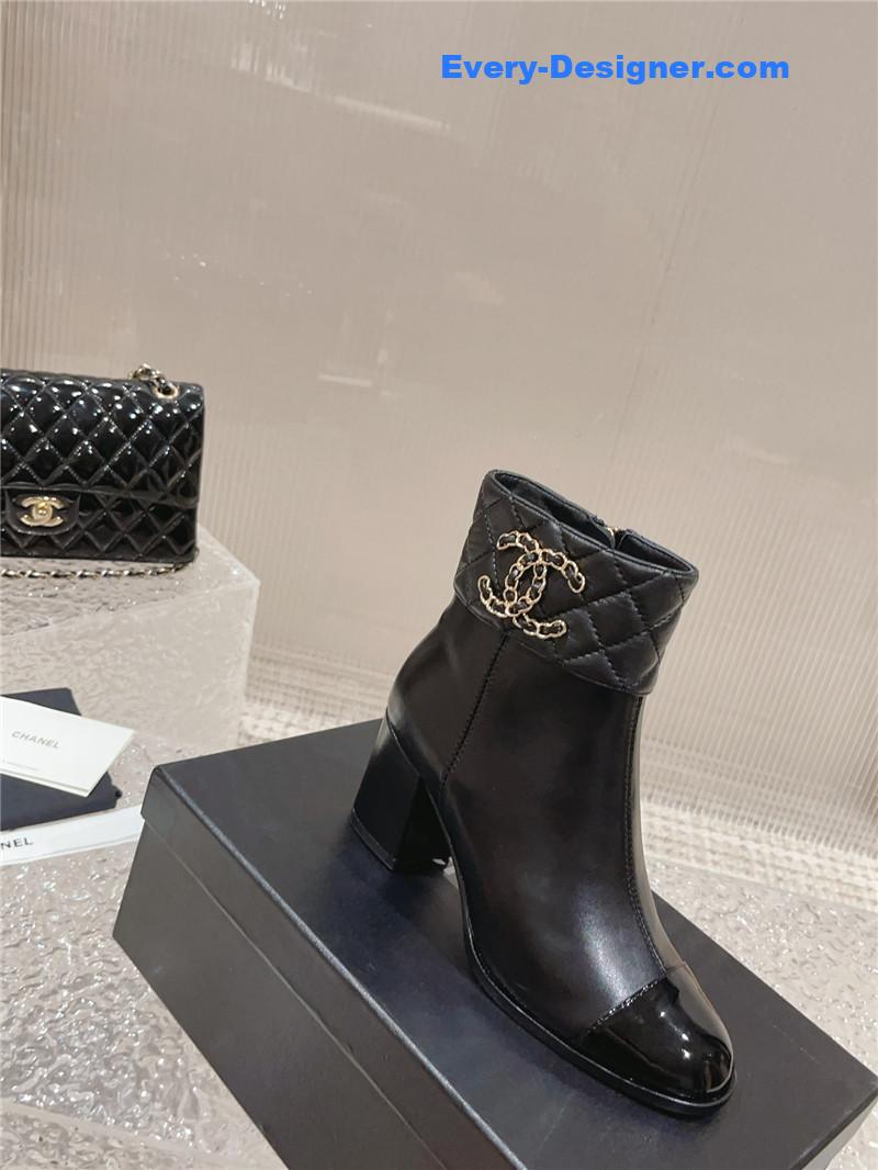 CC retro small round toe stitching design boots