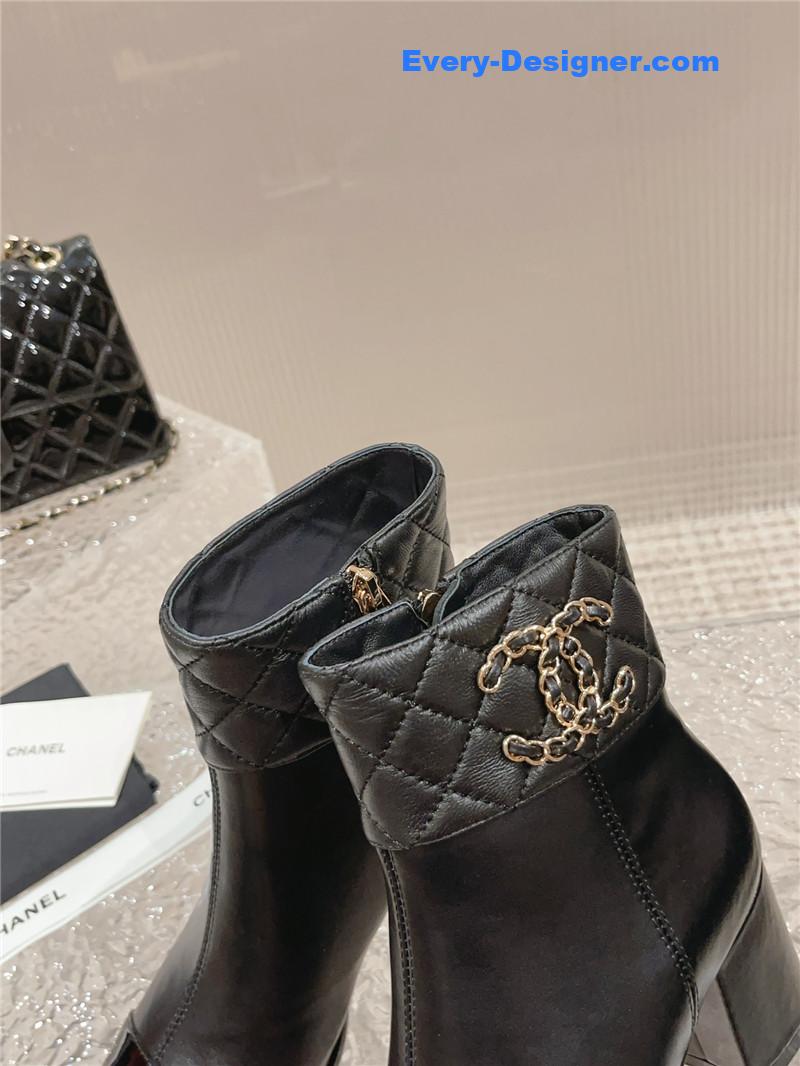CC retro small round toe stitching design boots