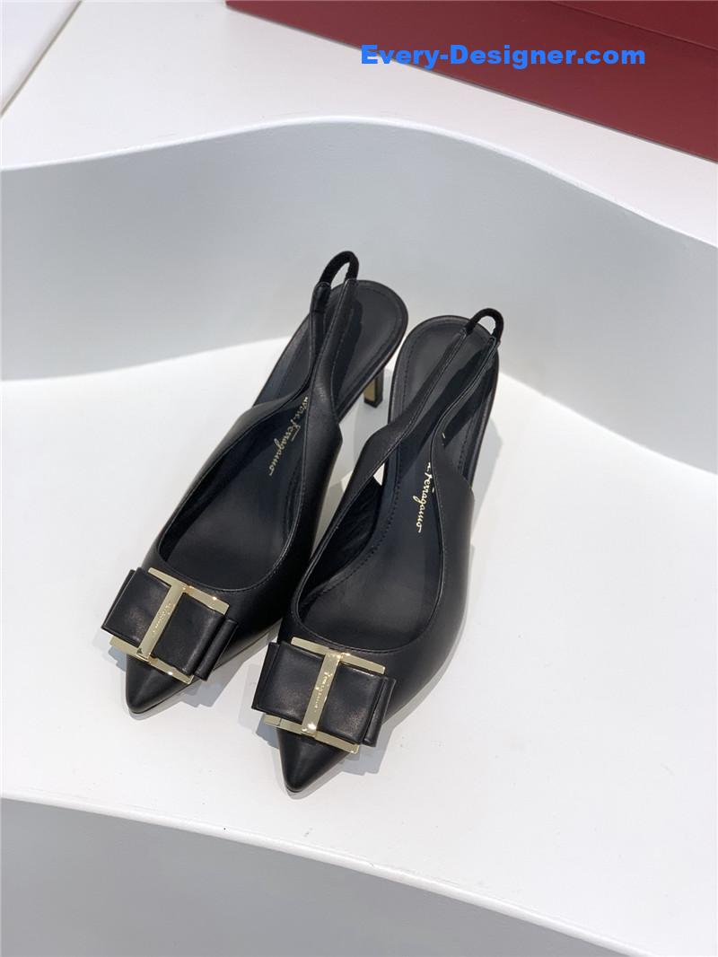 Salvatore Ferragamo pointed toe layered bow back sandals