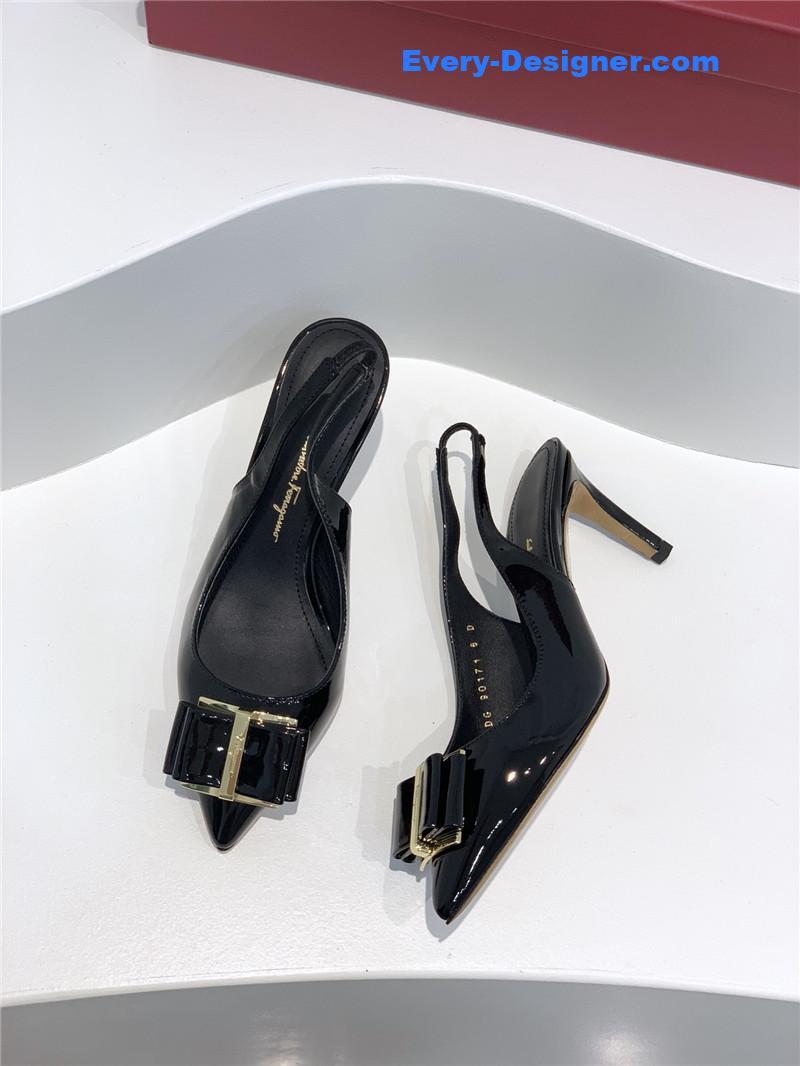 Salvatore Ferragamo pointed toe layered bow back sandals
