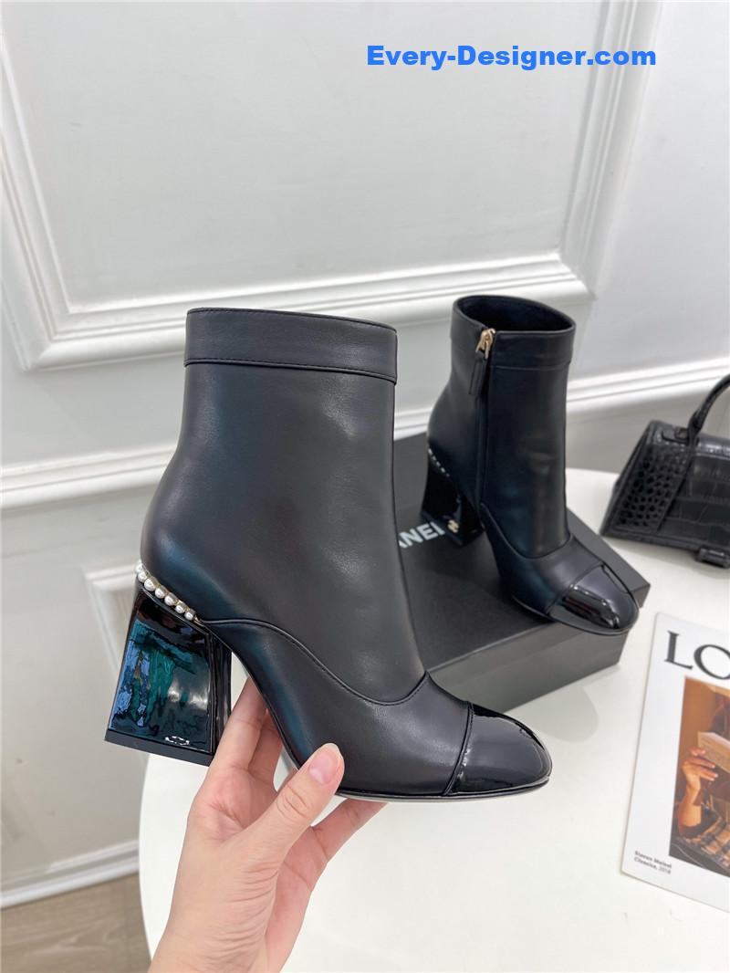 CC catwalk style pearl heel ankle boots