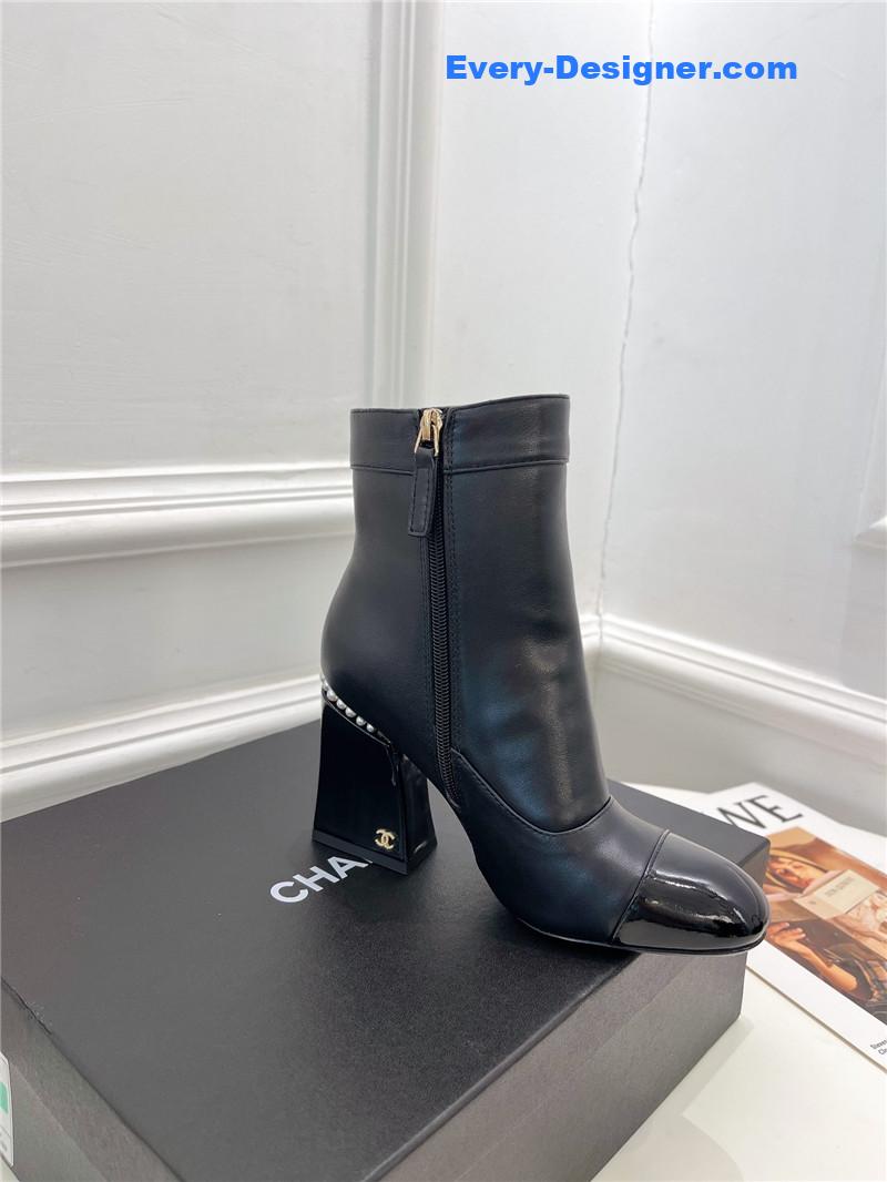 CC catwalk style pearl heel ankle boots