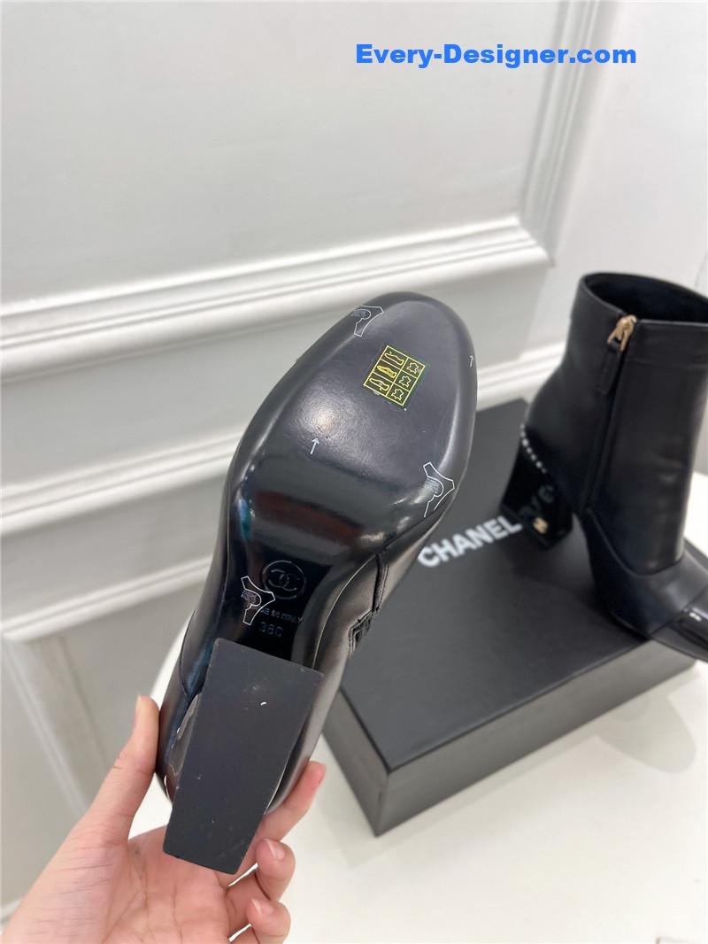 CC catwalk style pearl heel ankle boots
