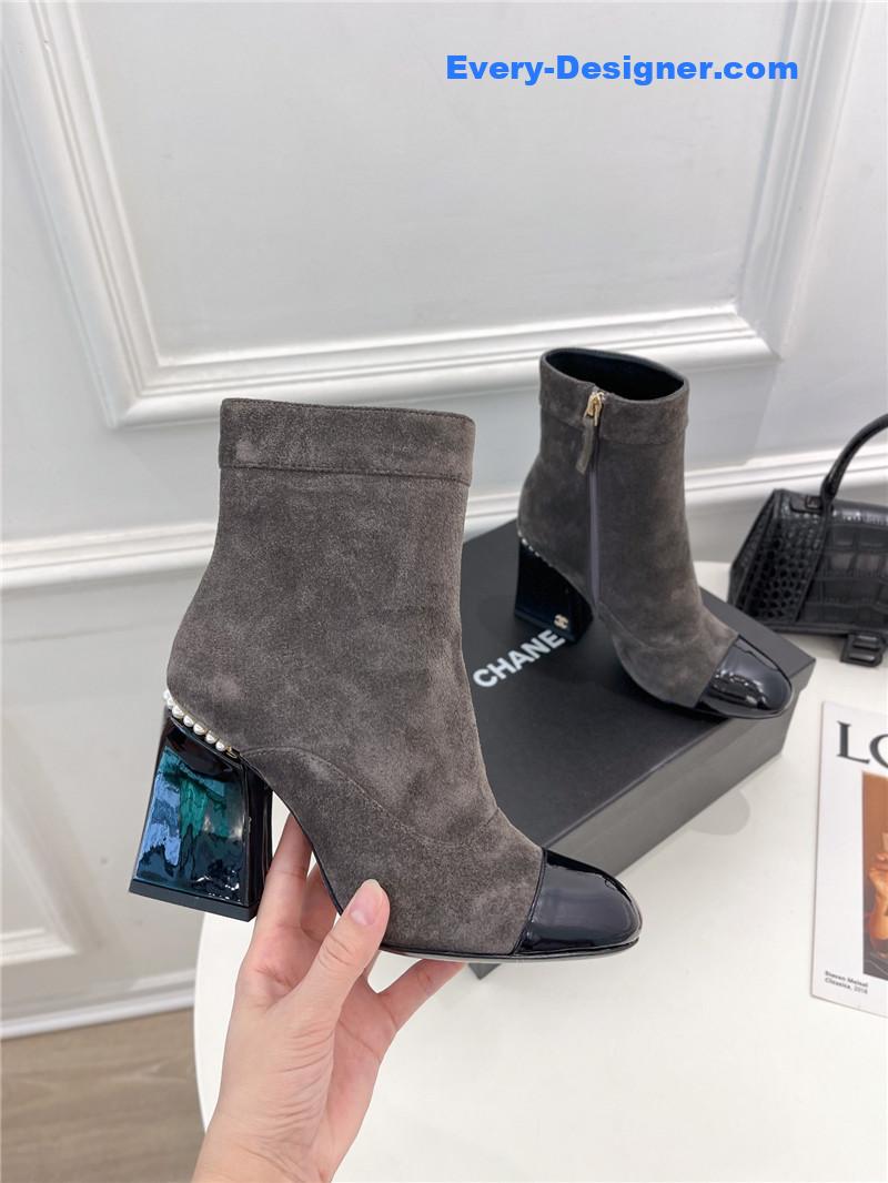 CC catwalk style pearl heel ankle boots