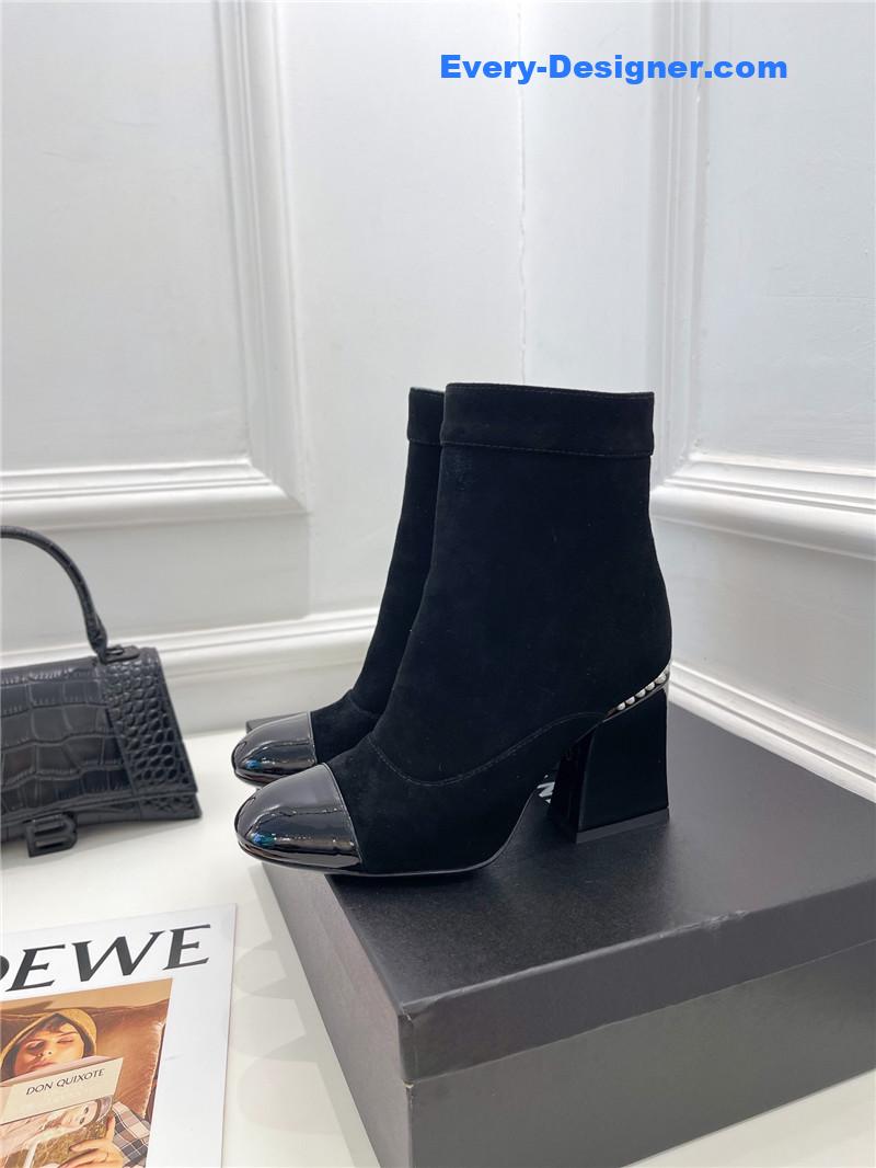 CC catwalk style pearl heel ankle boots