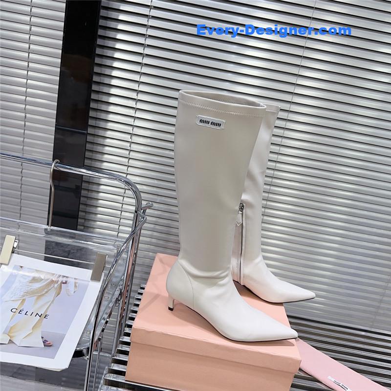 M1um1u autumn and winter new pointed mid-calf boots boots