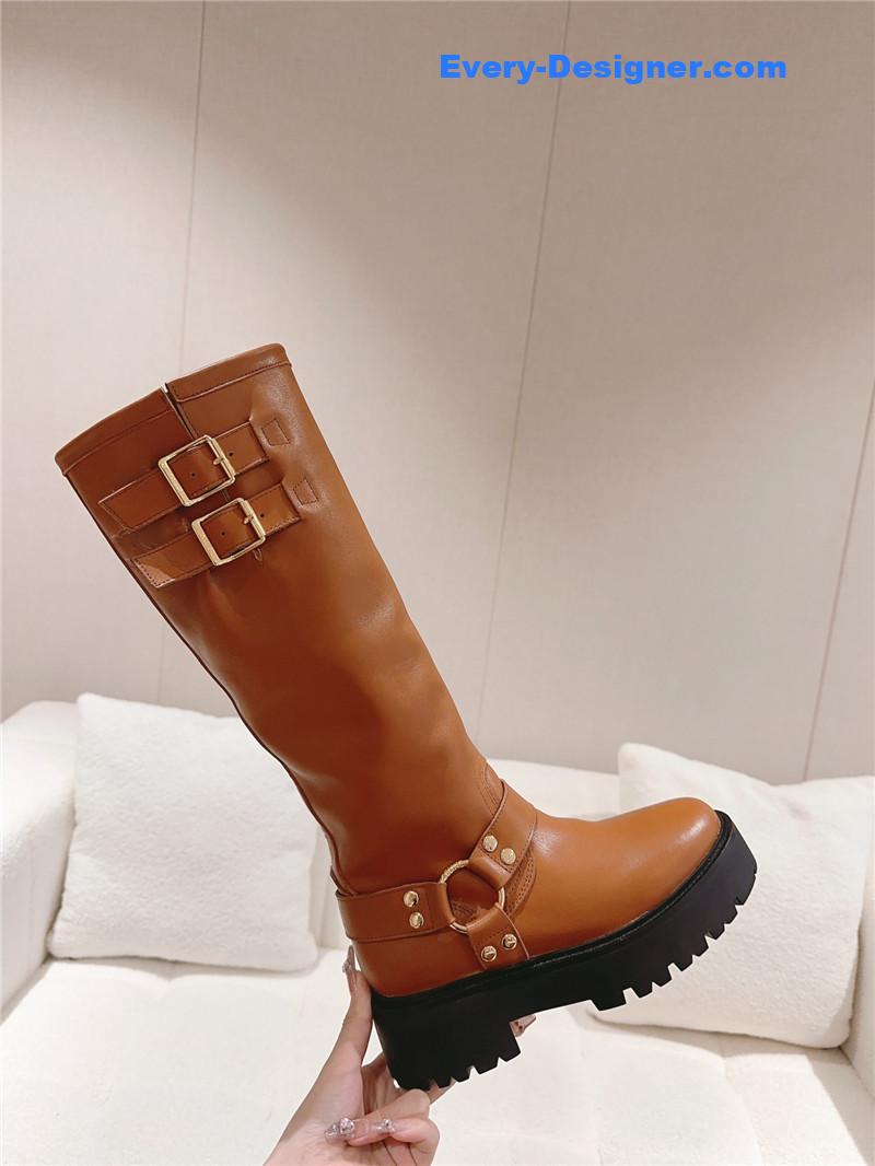 Ce1i*e belt buckle long riding boots