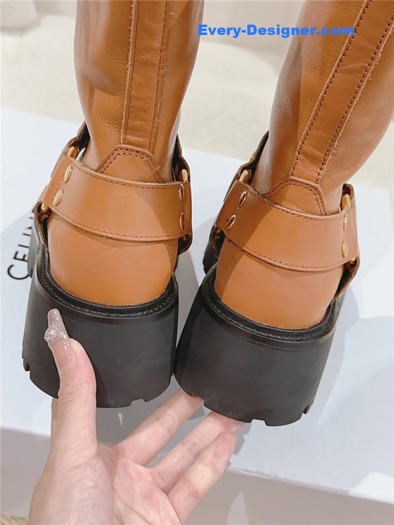 Ce1i*e belt buckle mid calf boots