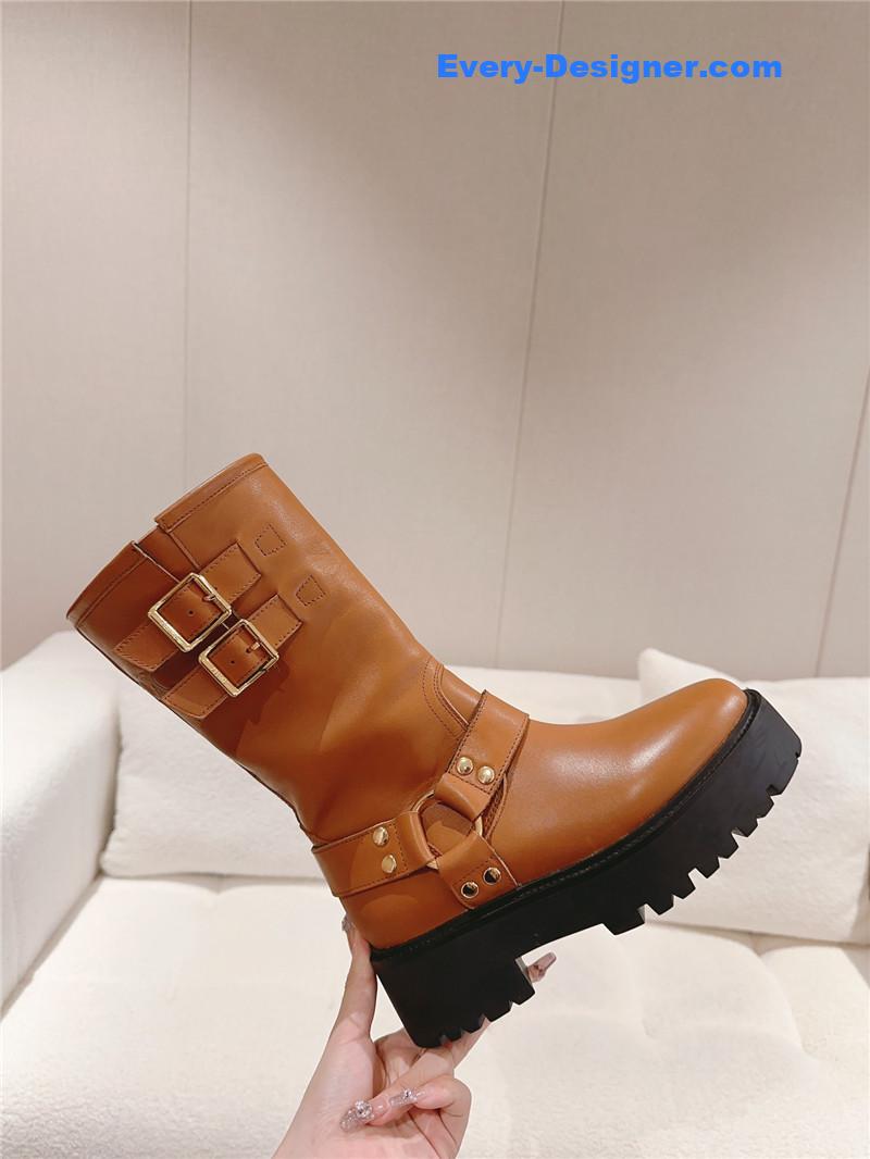 Ce1i*e belt buckle mid calf boots