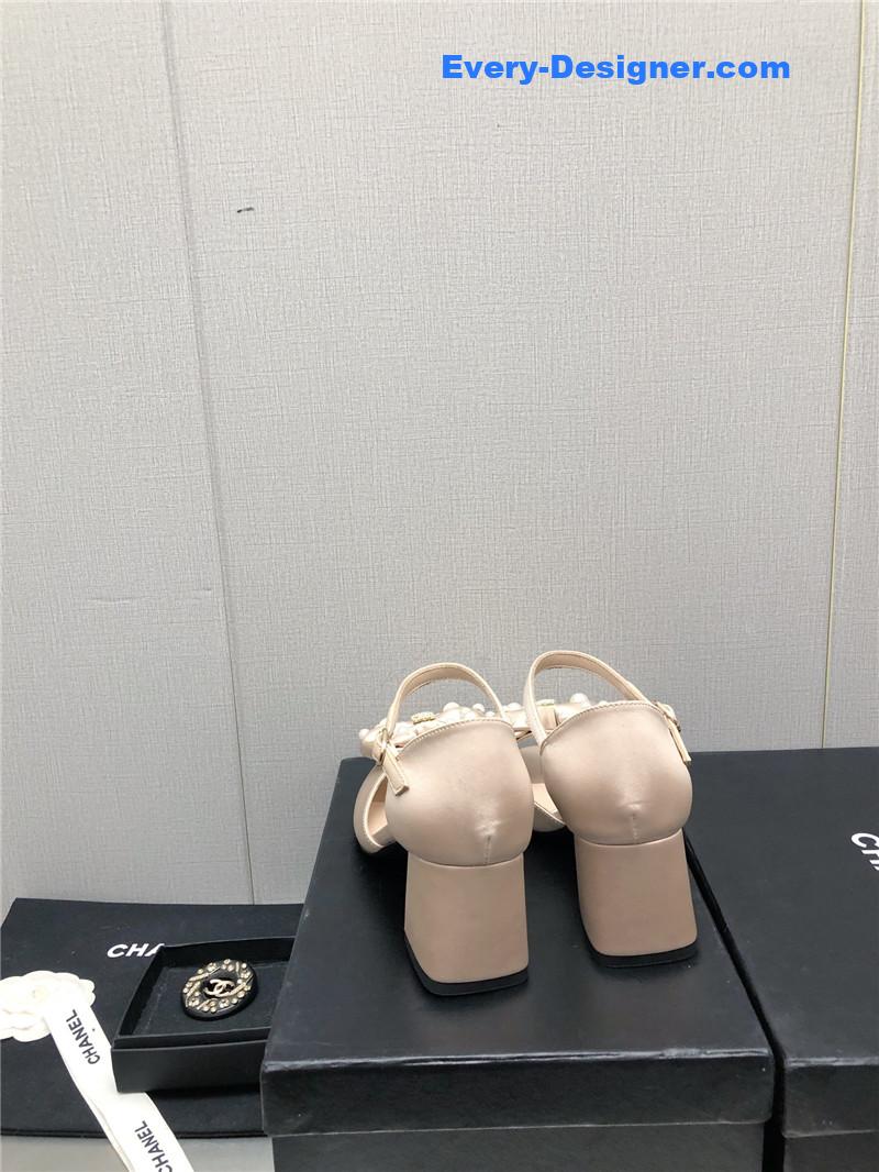 CC new small fragrant pearl buckle Mary Jane shoes