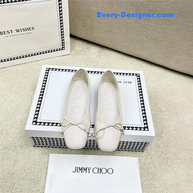 J1m*y Ch00 pearl bow ballerina flats