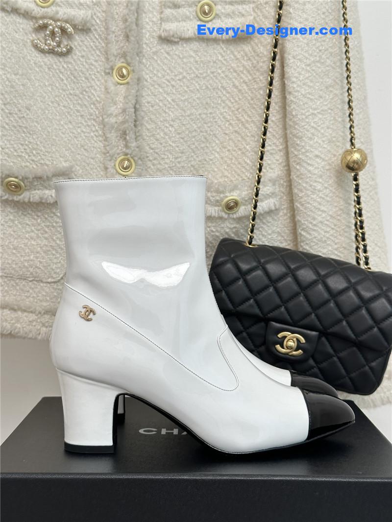 CC double C pointed chunky heel ankle boots
