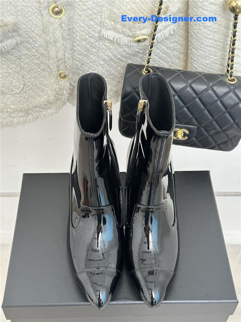 CC double C pointed chunky heel ankle boots