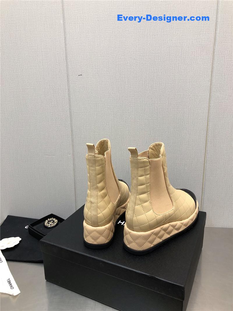 CC new rhombus thick-soled elastic ankle boots