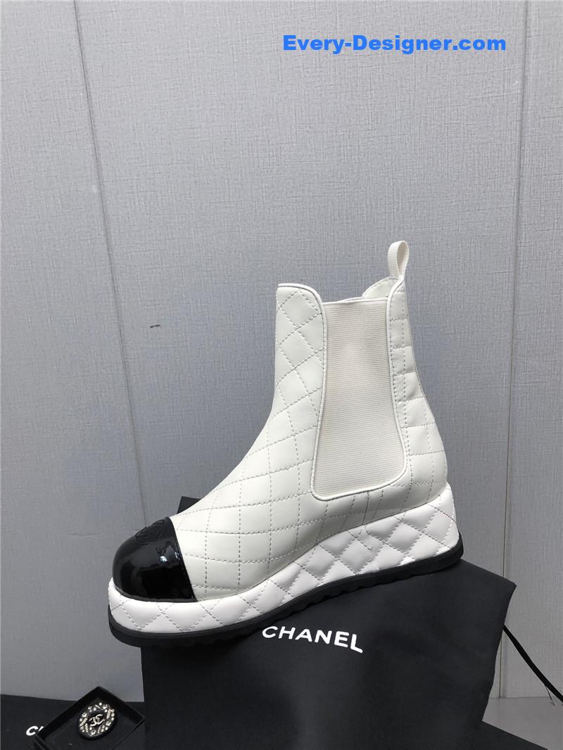 CC new rhombus thick-soled elastic ankle boots