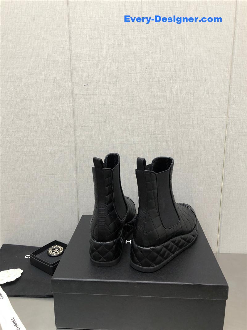 CC new rhombus thick-soled elastic ankle boots