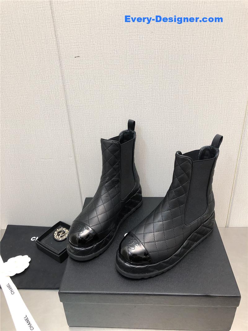 CC new rhombus thick-soled elastic ankle boots