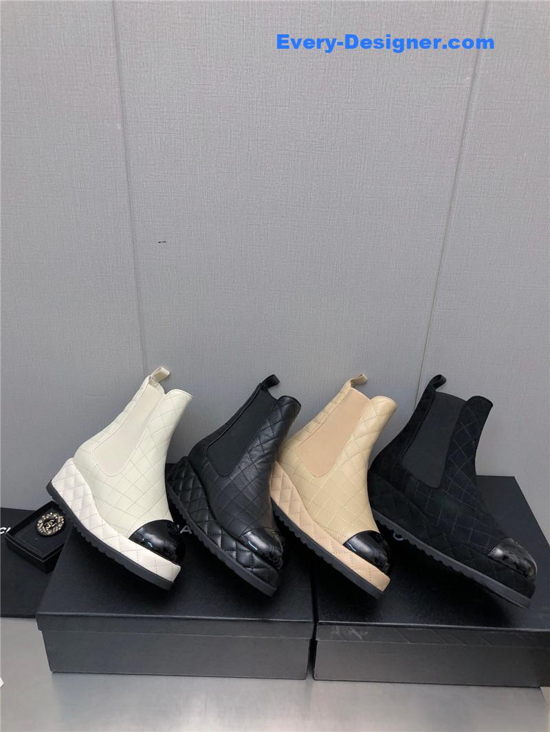 CC new rhombus thick-soled elastic ankle boots