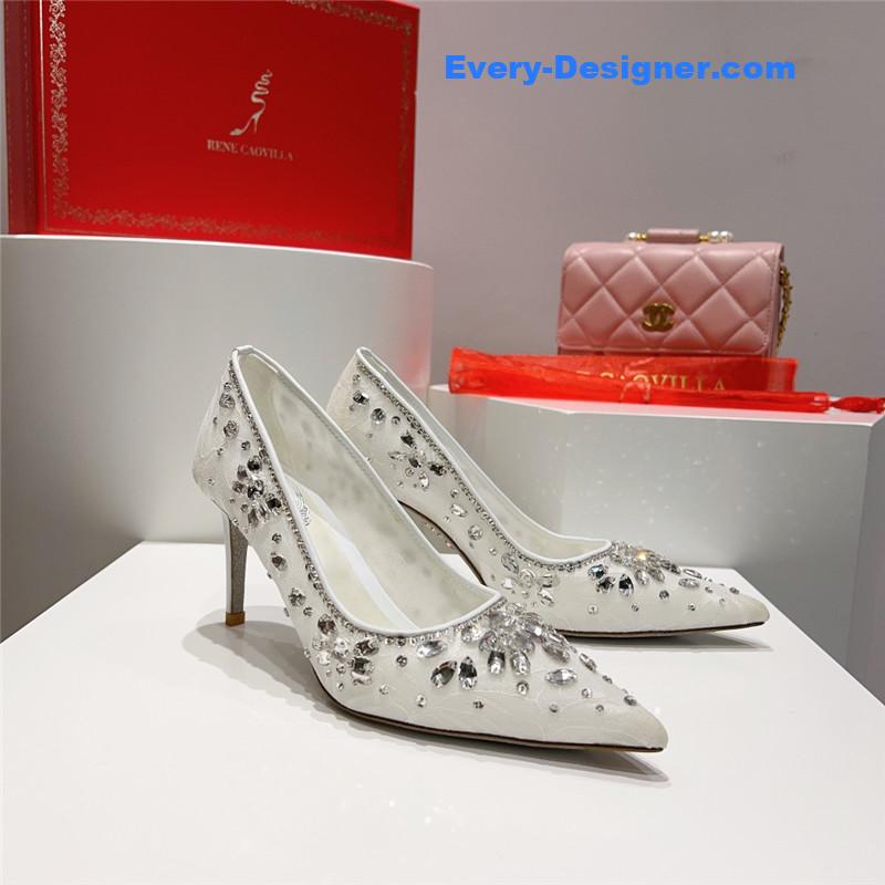 rene caovilla crystal gem pumps