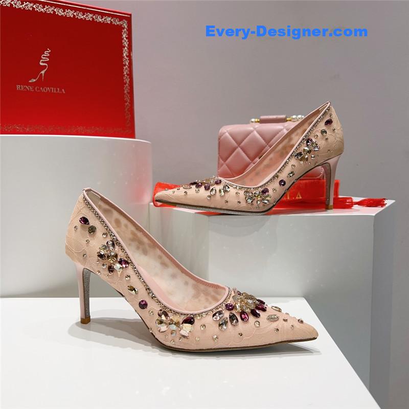 rene caovilla crystal gem pumps