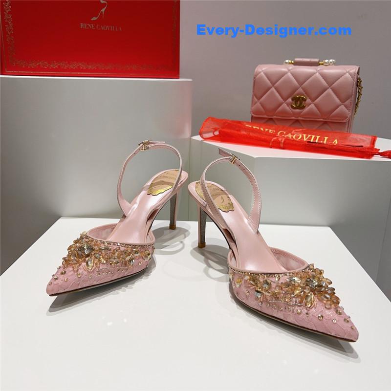 rene caovilla crystal jeweled silk heels