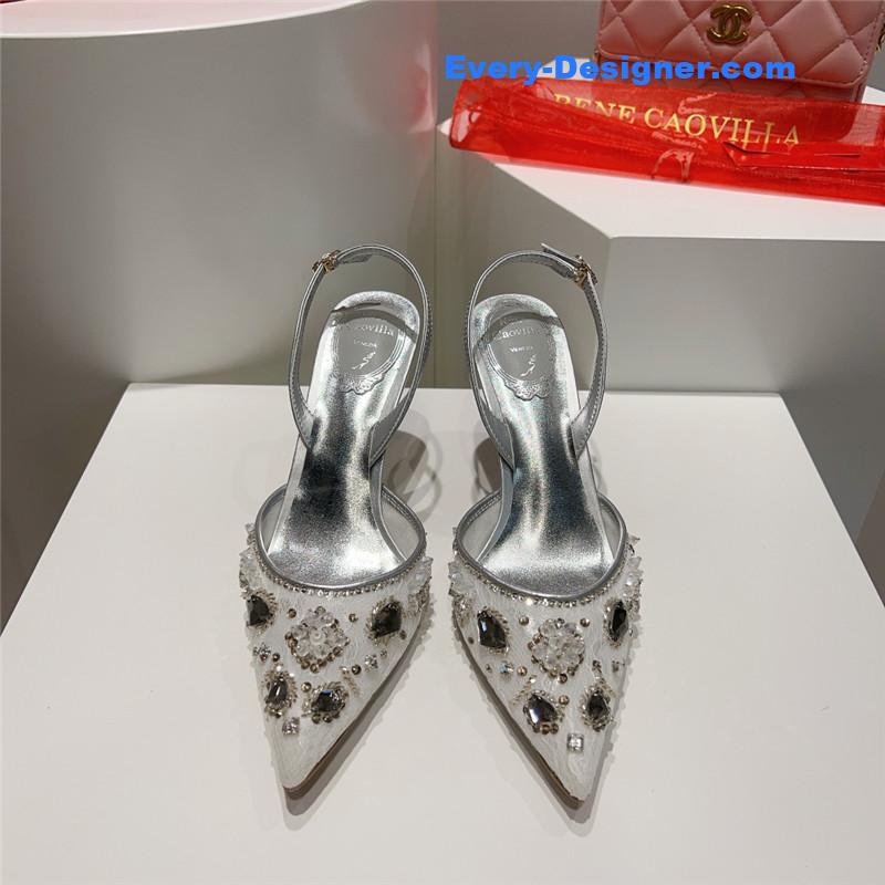 rene caovilla crystal jeweled silk heels