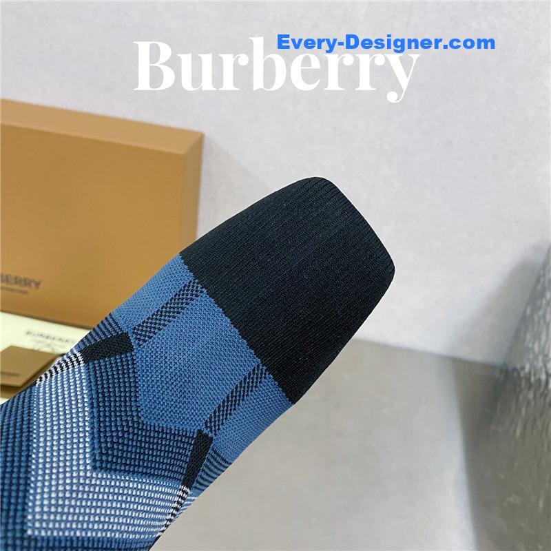 Bv*b*rry square-toe stiletto checked stretch-knit sock boots