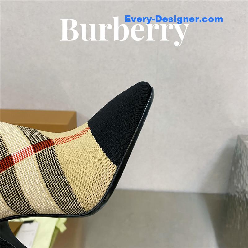 Bv*b*rry classic check high-heeled sock boots