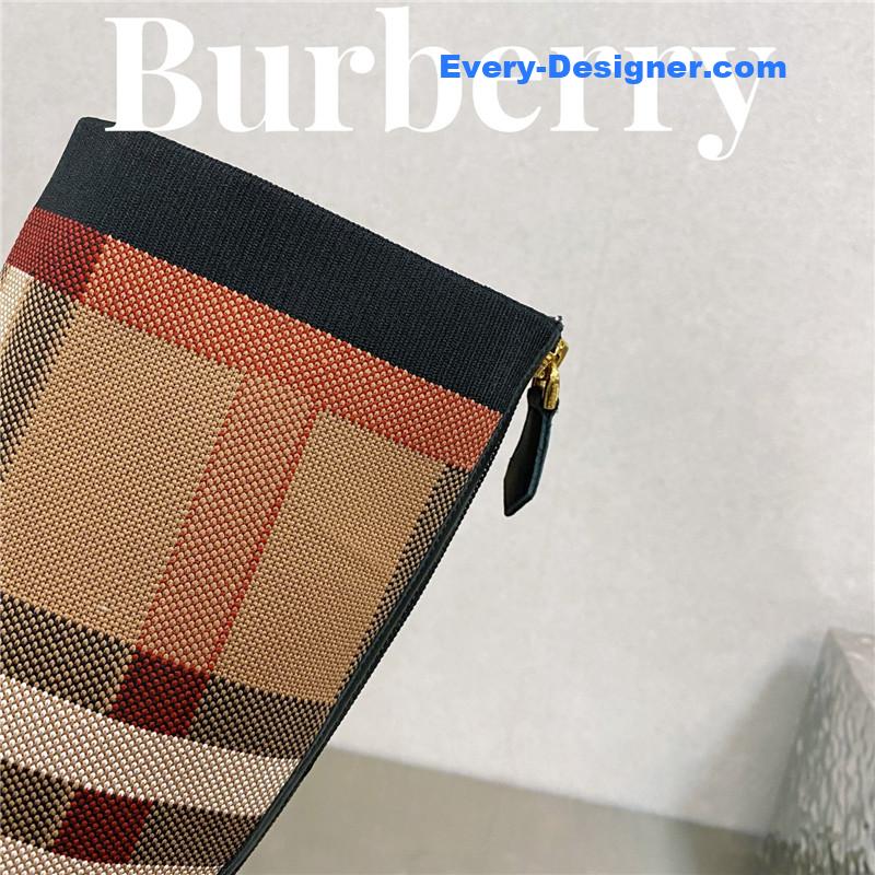 Bv*b*rry square-toe stiletto checked stretch-knit sock boots