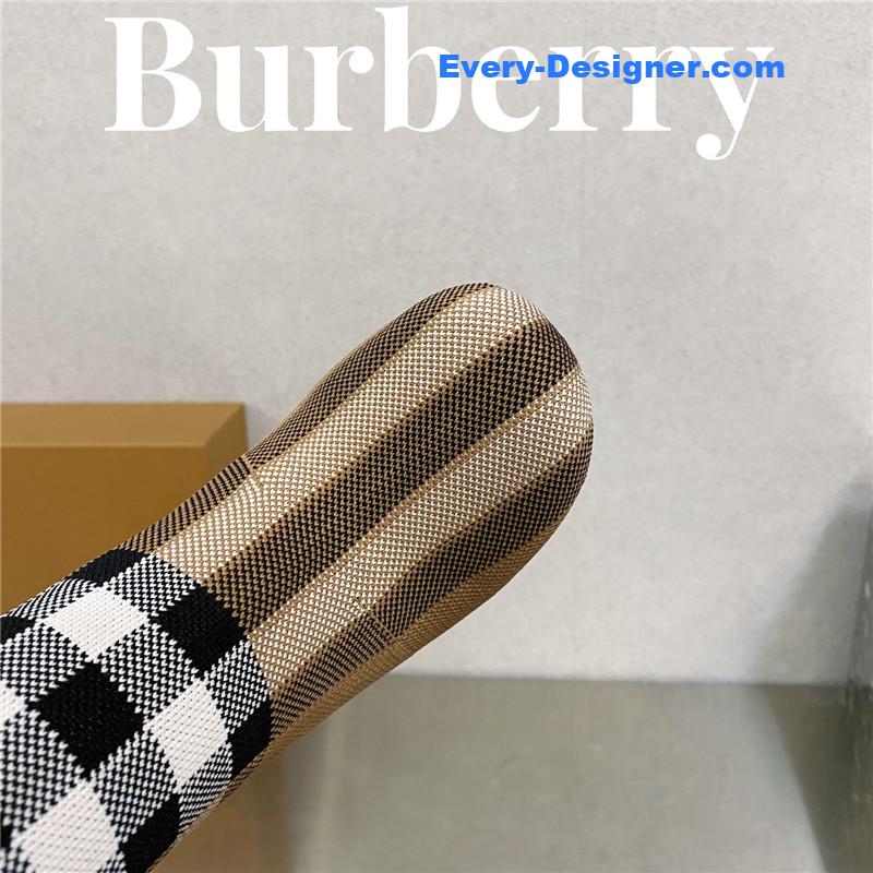 Bv*b*rry square-toe stiletto checked stretch-knit sock boots
