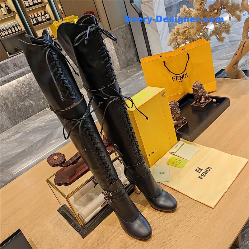 F**di knee high lace up boots