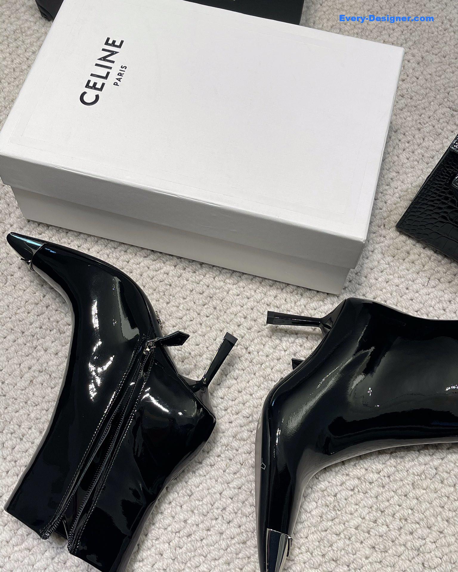 Pra*a autumn winter iron toe triangle logo ankle boots
