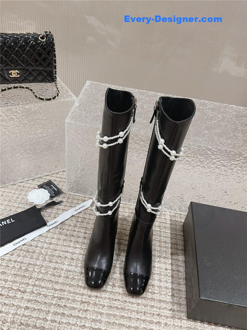 CC pearl accessories high heel boots