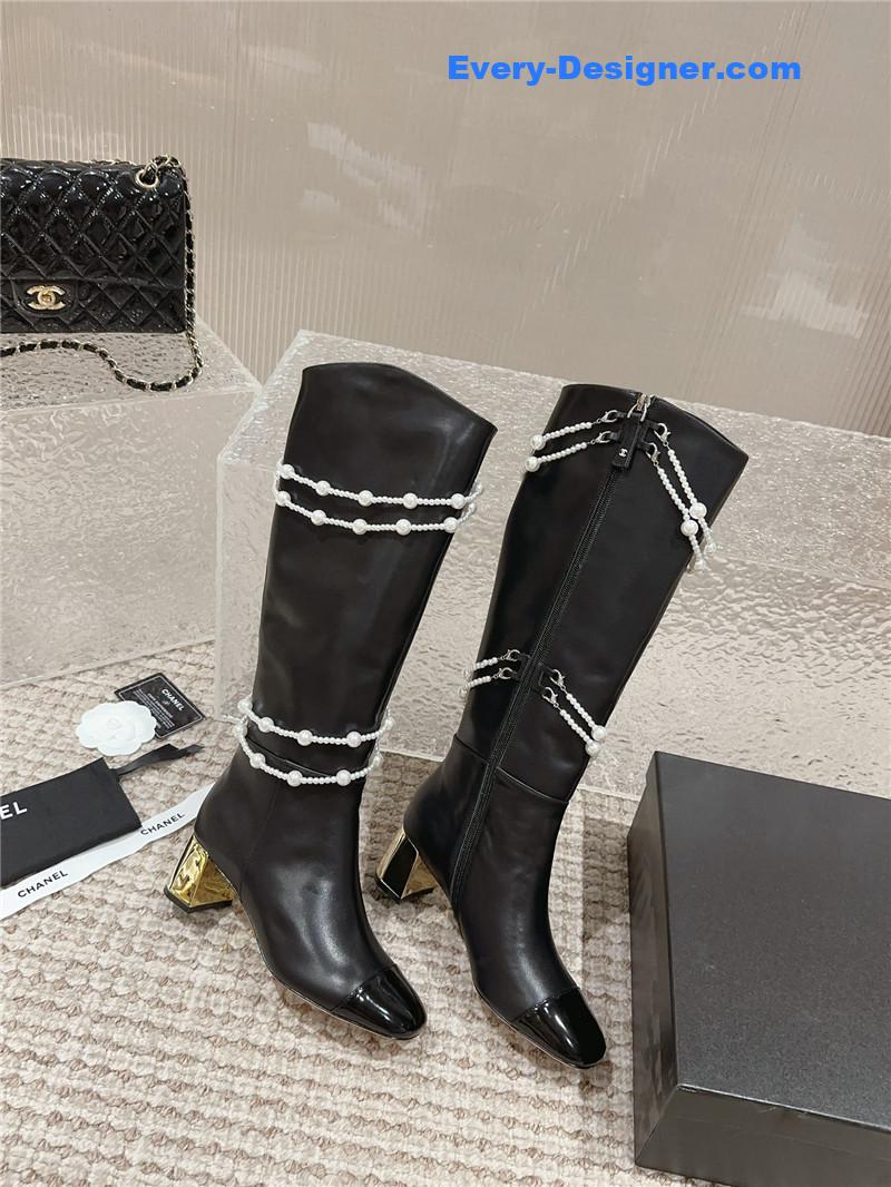 CC pearl accessories high heel boots