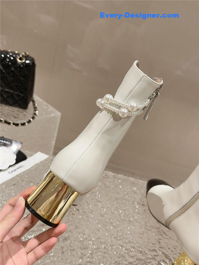 CC pearl accessories high heel boots
