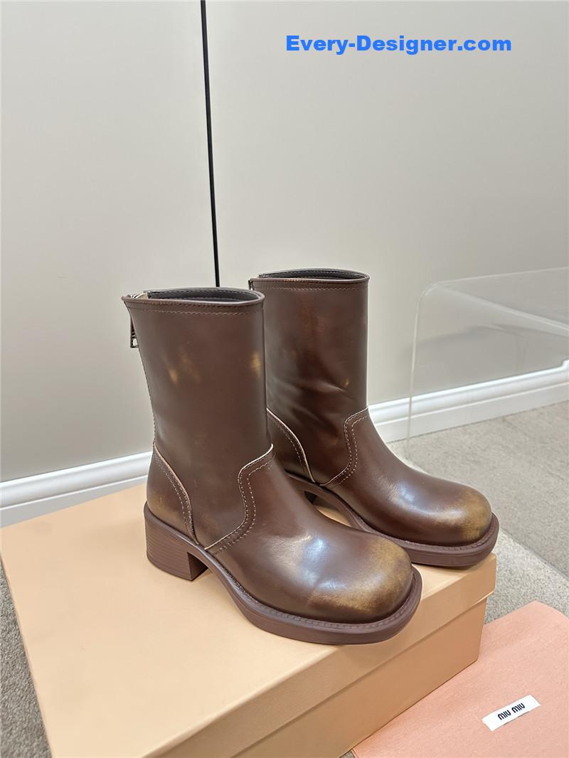 M1um1u retro color polished knight shoes