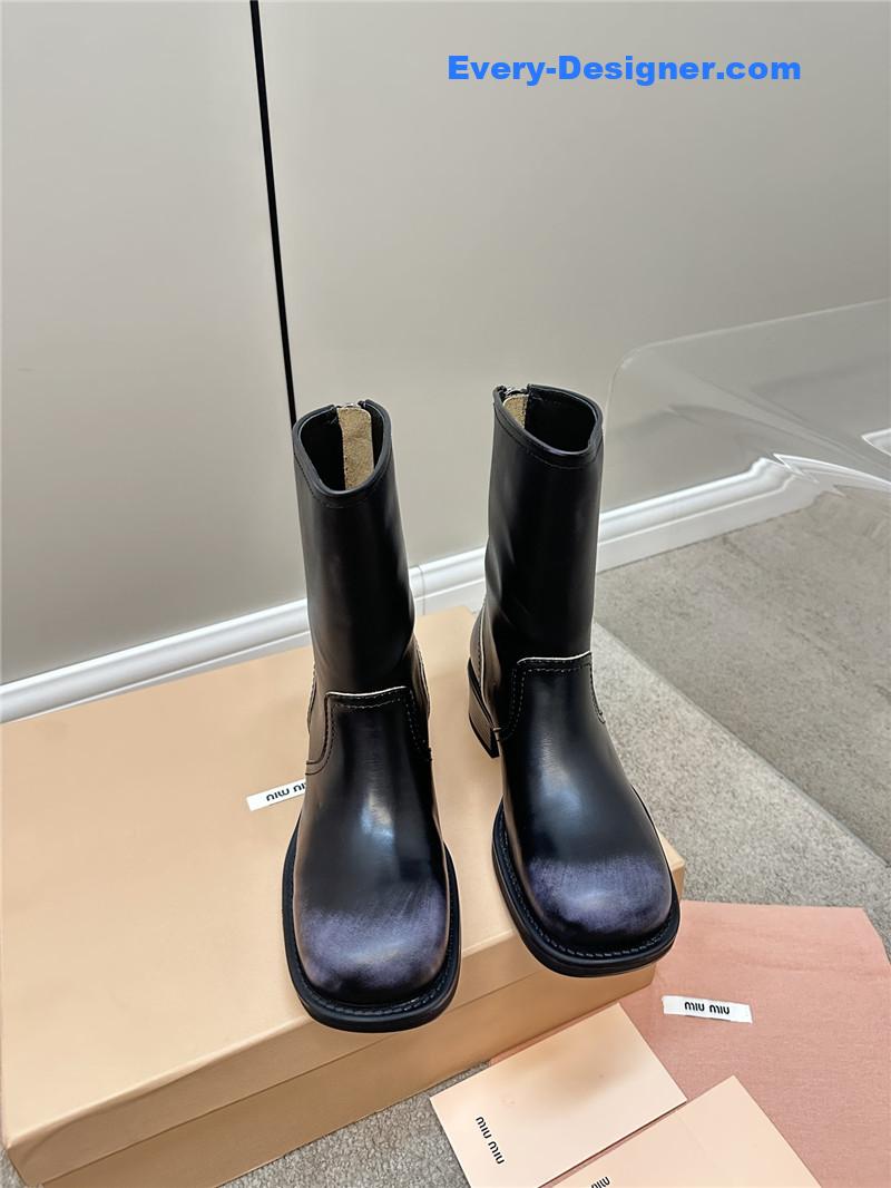 M1um1u retro color polished knight shoes