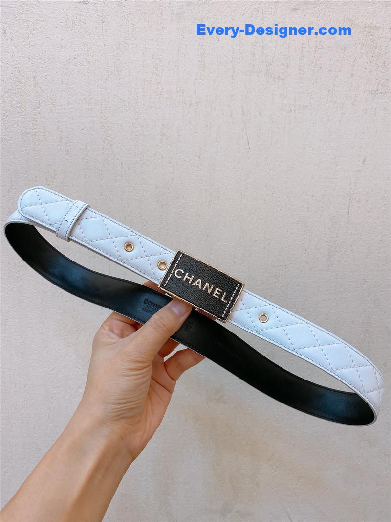 Ch**el gold metal logo buckle belt