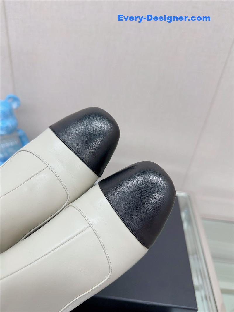 CC chunky heel stitching ankle boots