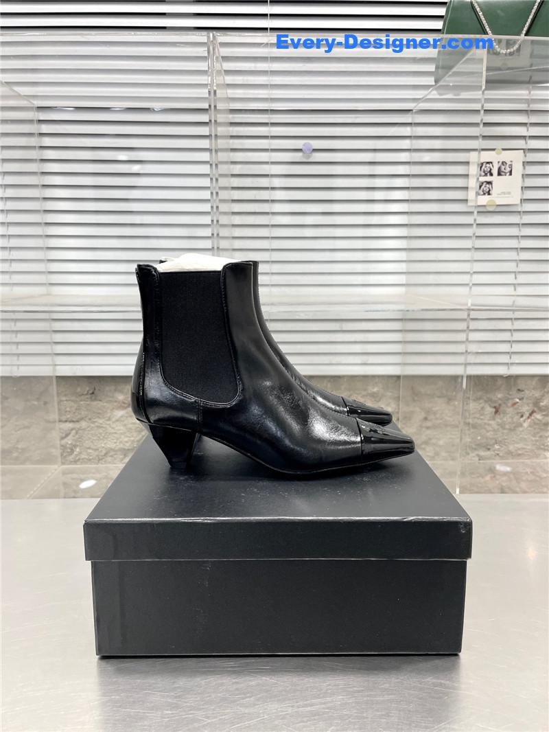 CC Classic Double C Small Square Toe Chunky Heel Boots