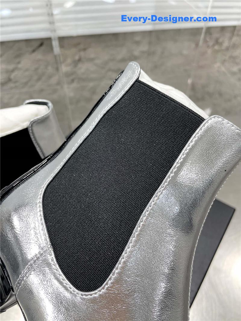 CC Classic Double C Small Square Toe Chunky Heel Boots