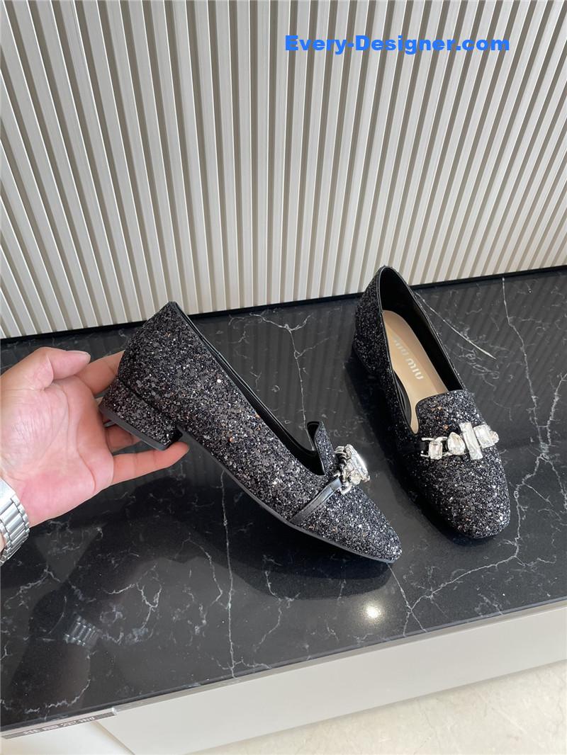 m1um1u flat D1am0nd buckle loafers