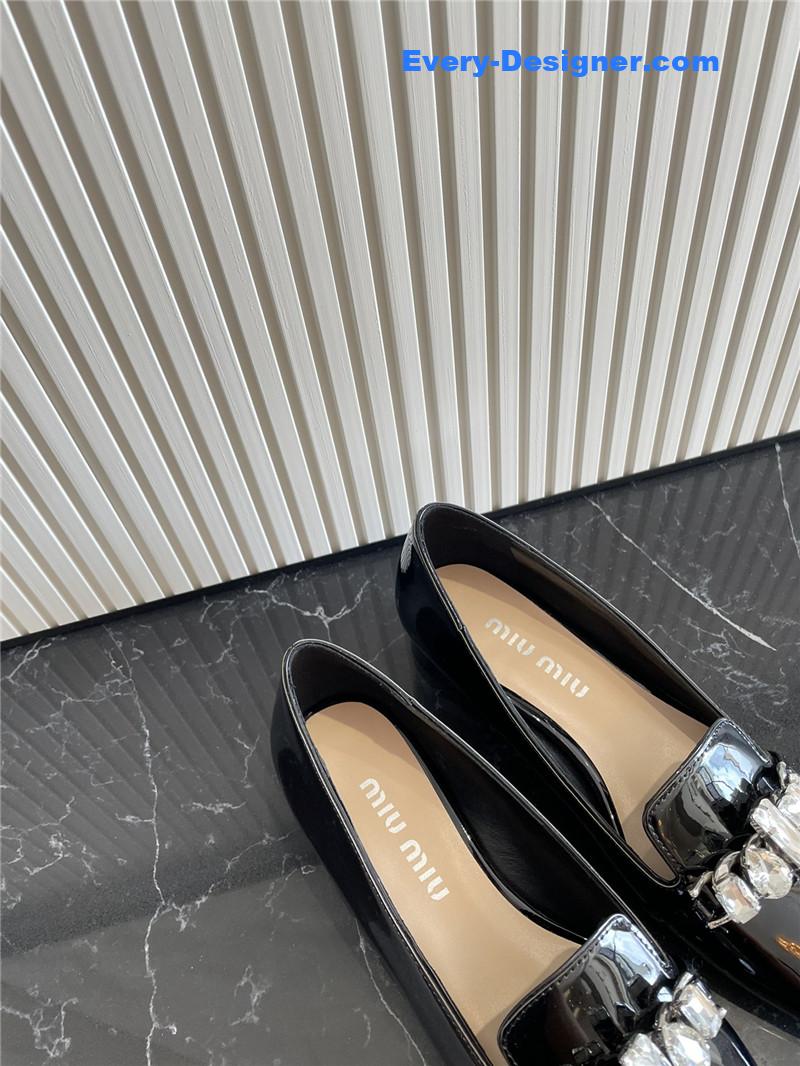 m1um1u flat D1am0nd buckle loafers