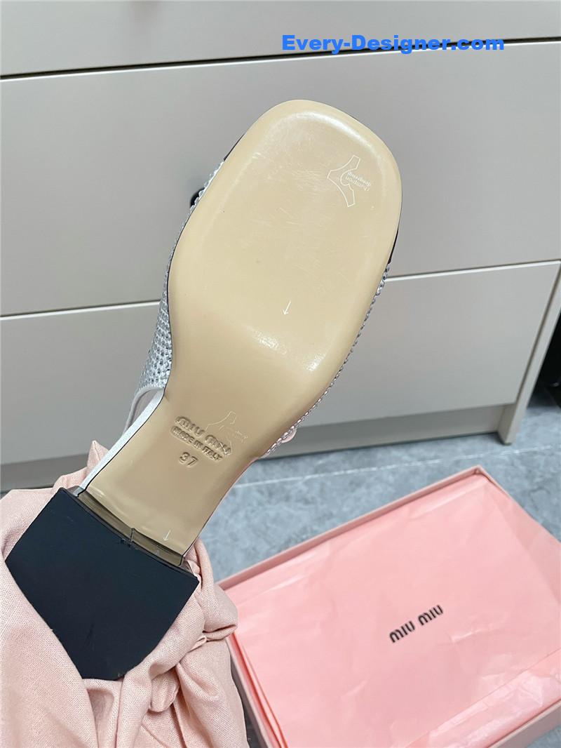 M1um1u chunky heel chain pearl pearl mary jane shoes