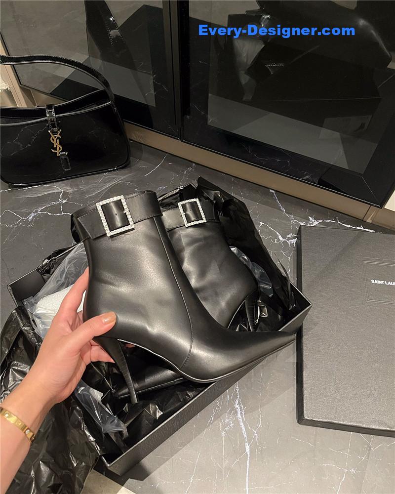 y51 autumn and winter square D1am0nd buckle ankle boots